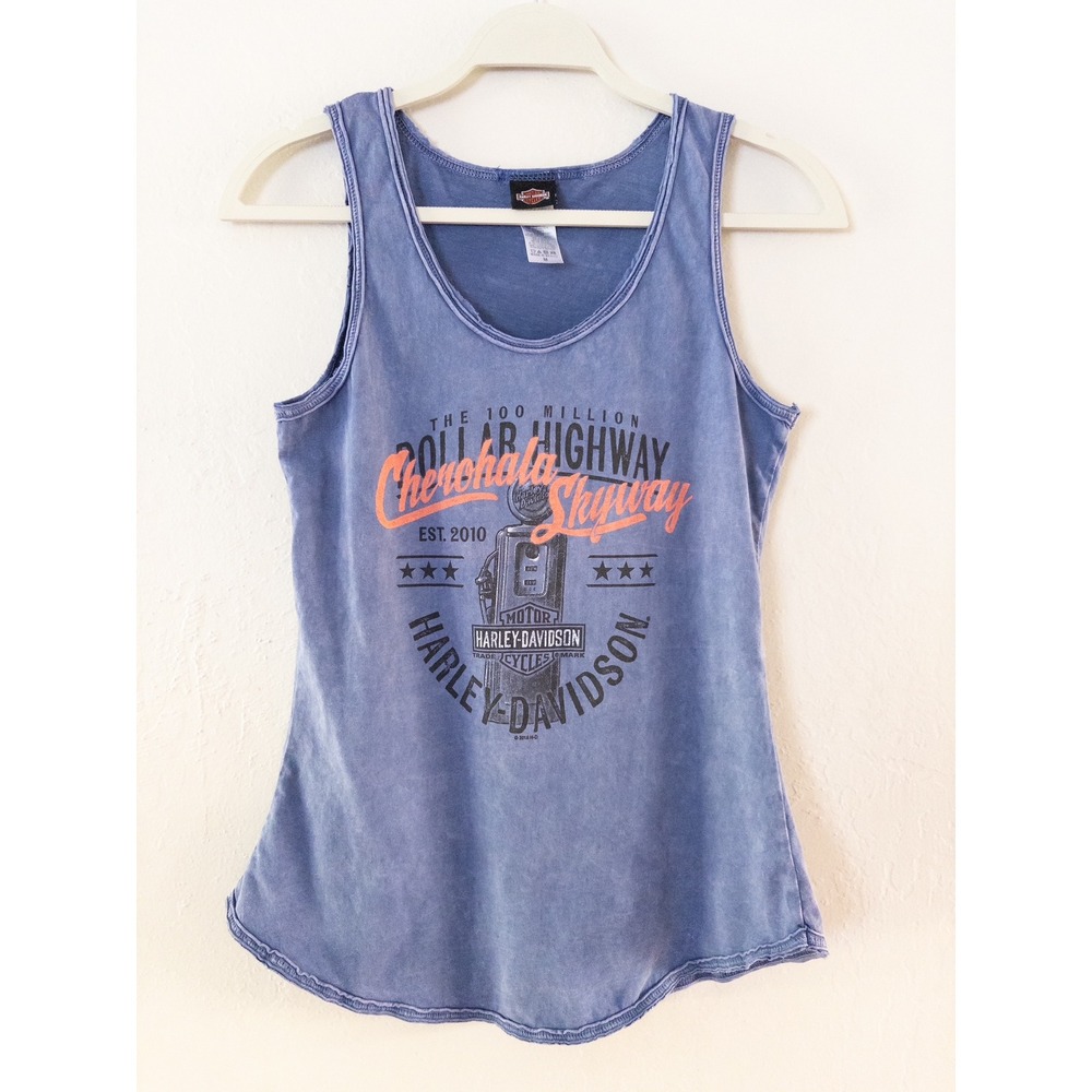 Harley-Davidson Tank Top Cherohala Skyway Graphic Sleeveless Blue Size M